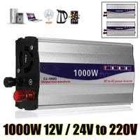 1000w car inverter pure sine wave power inverter dc 12v 24v to ac 220v converter transformer led display power supply