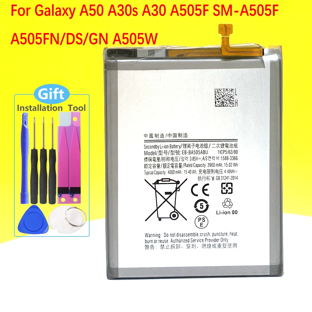 

New Original EB-BA505ABU Battery For Samsung Galaxy A50 A30s A30 A505F SM-A505F A505FN/DS/GN A505W EB-BA505AB NMobile Phone