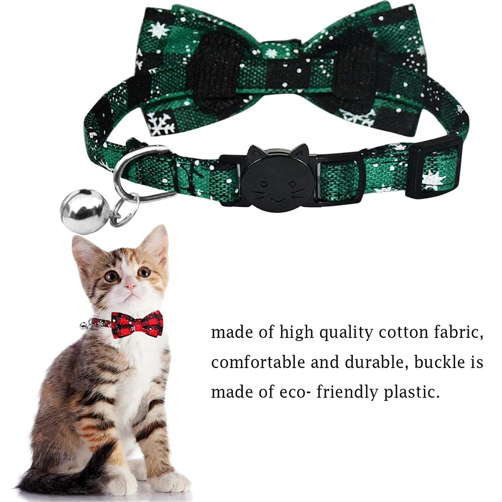 Рождественский ошейник для кошки с милым галстуком бабочкой и колокольчиком