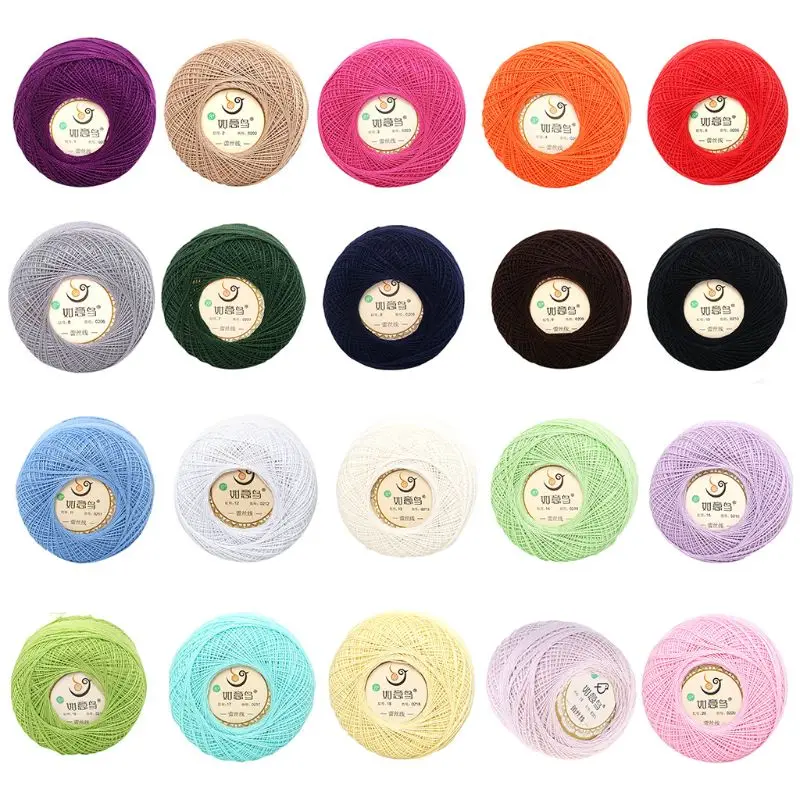 

50g/Ball 2 Strand Thin DIY Cotton Lace Yarn Sweet Candy Color Crochet Hand-Woven Summer Silk Light Thread for Embroidery