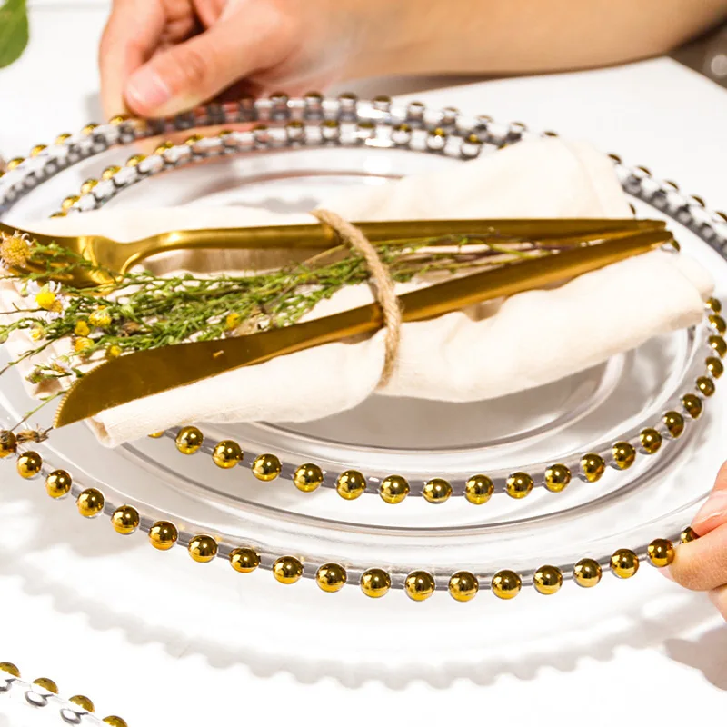 Элегантный Западной Стиль стейка набор столовых приборов для принцессы с жемчугом стейк ужин Технические характеристики пластинчатого солнечного Стекло посуда вилка Ножи набор посуды 5 шт./компл