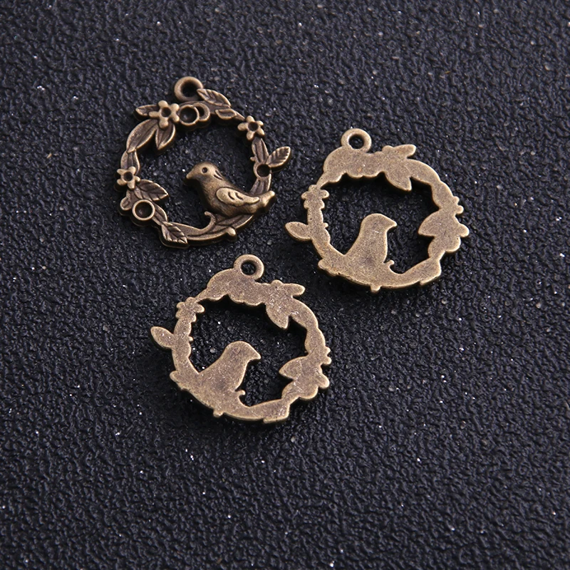 Подвески в виде птиц из античного бронзового металлического сплава 8 шт./лот 20*21