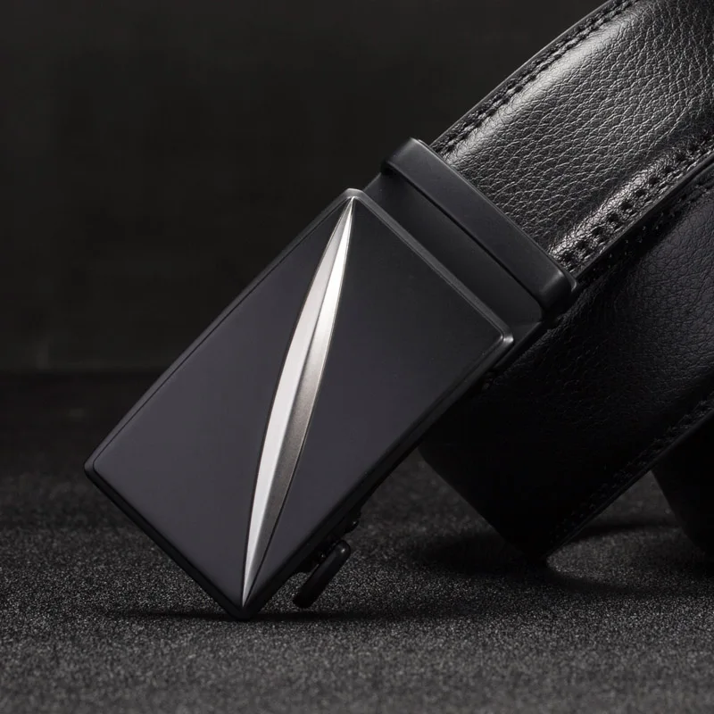 Мужской ремень из натуральной кожи с храповым ремнем автоматической пряжкой