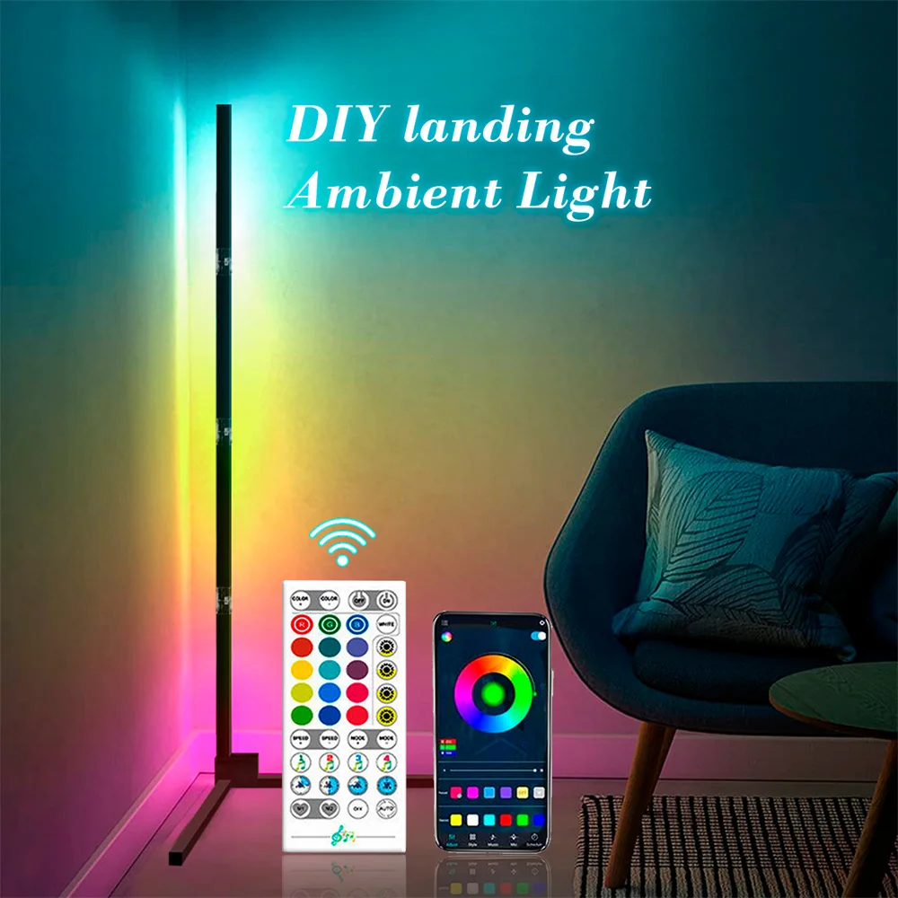 

60&quot Corner Decoration Lamp Floor Lamp RGB-Changing Dimmable With APP Remote Control Colorful Lamp For Living Room Bedroom