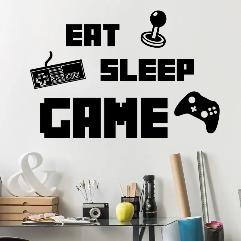 

Gamer Wall Decal Eat Sleep Game Wall Decal Controller Video Game Wall Decals Customized for Kids Bedroom Vinyl Wall Art