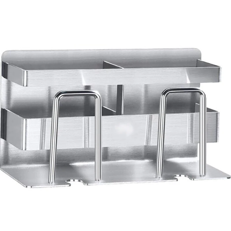

1pc Creative Stainless Steel Toothbrush Toothpaste Rack Free Punch Paste Wall Mount Bathroom Storage Rack