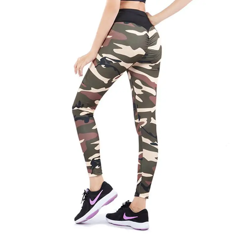 

New Good Quality Womens Camouflage Slim Fitness Yoga Pants Casual High Waist Printed Running Workout Trousers Lady Camo Leggings