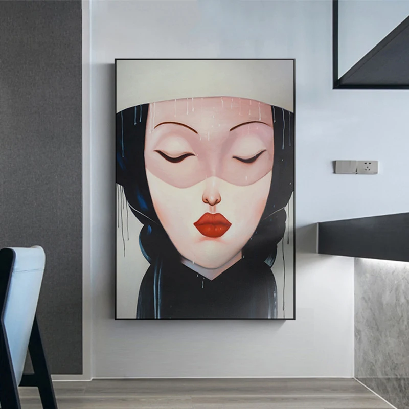 

Artistic Red Lip Women Pictures Retro Portraits Canvas Painting Wall Unframed Posters And Prints For Living Room Home Decor