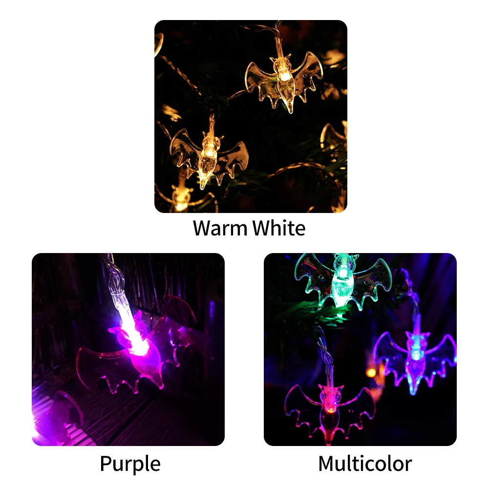 

Waterproof Fascinating Halloween Decor Horrific Safe Atmosphere Party Supplies LED Bat Light String Plastic 3D Battery Powered