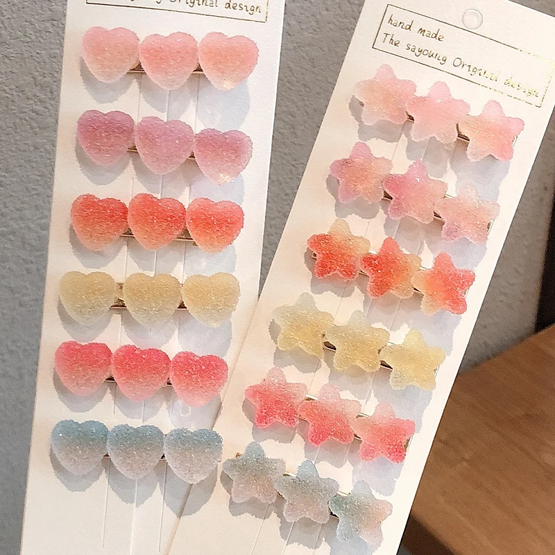 2 шт./компл. милые заколки для волос ярких цветов с силикагелем звездочками