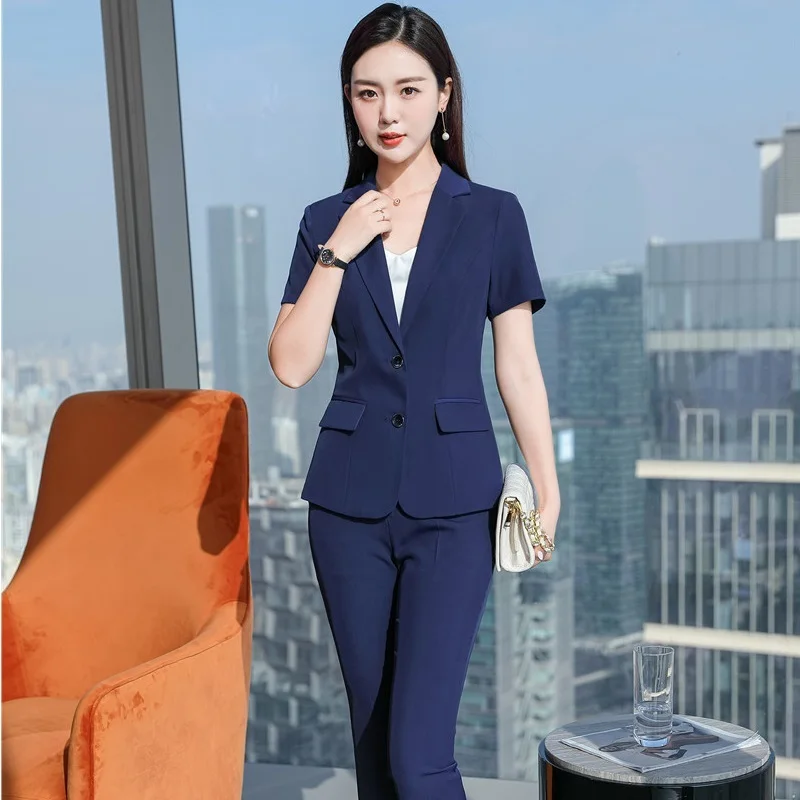 2021 New Women 2 Piece Set Suit  Blazer and Trousers&Skirt for Women Career Interview OL Styles Professional Blazers Pants Suits