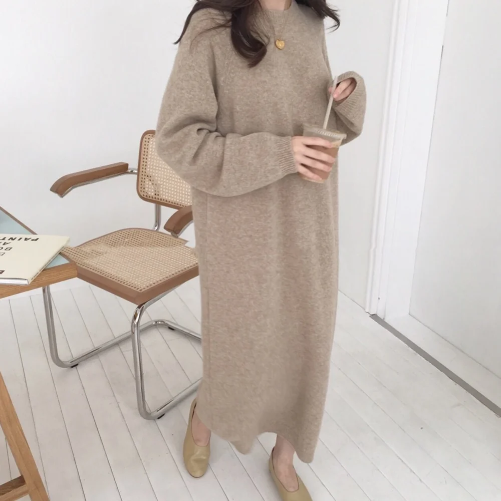 Свитер женское платье зимние, вязаные, теплые платья для женщин Vestidos с длинным рукавом Повседневные офисные женские элегантные модные женские платья