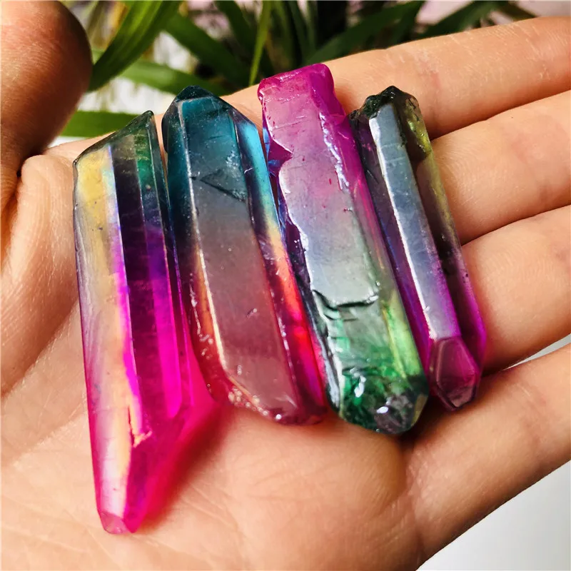 

Гальванизированный синий и розовый титановый камень Aura Lemurian Crystal Wand, точечный лечебный кристалл, натуральные камни и минералы