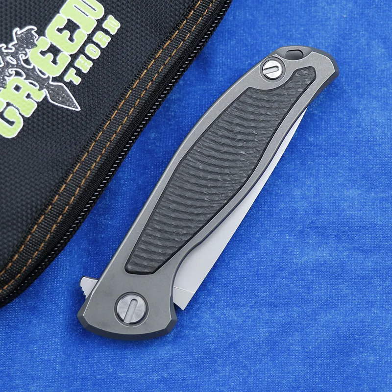 Складной нож Green Thorn F95 Flipper карманный клинок K110 лезвие TC4 из титана и CF для