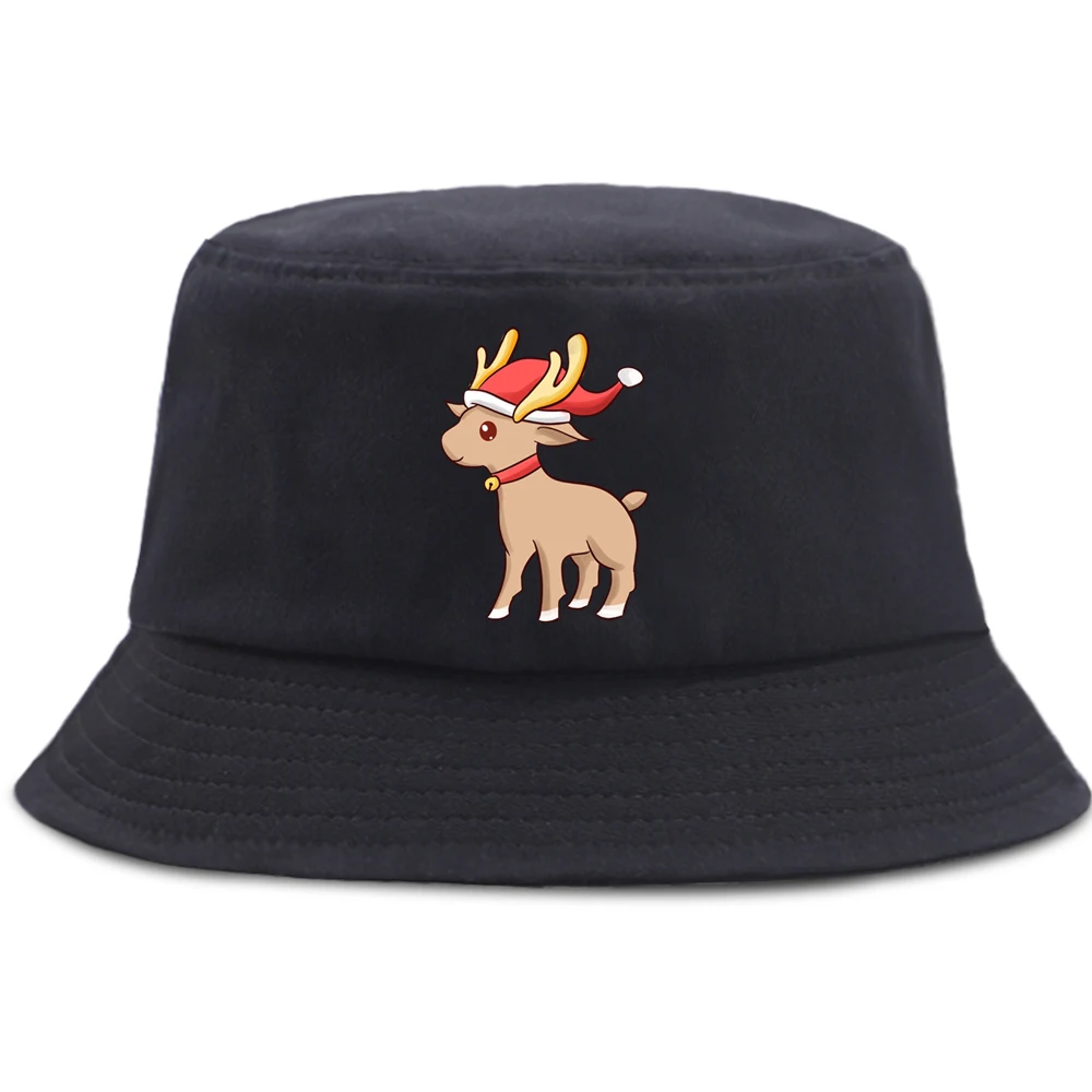 Панама с милыми золотыми рогами для мужчин и женщин Рождественская шапка от