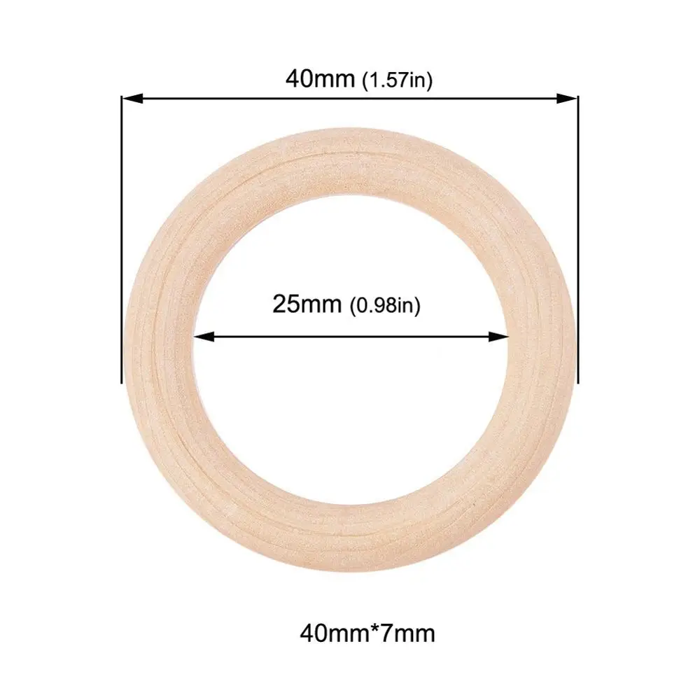 40mm Sutoyuen, детский прорезыватель, 100 шт, деревянное круглое деревянное кольцо 40-70 мм, сделай сам, браслет, рукоделие, подарок, деревянный прорезыватель, натуральные аксессуары для прорезывания зубов - Цвет: 40mm