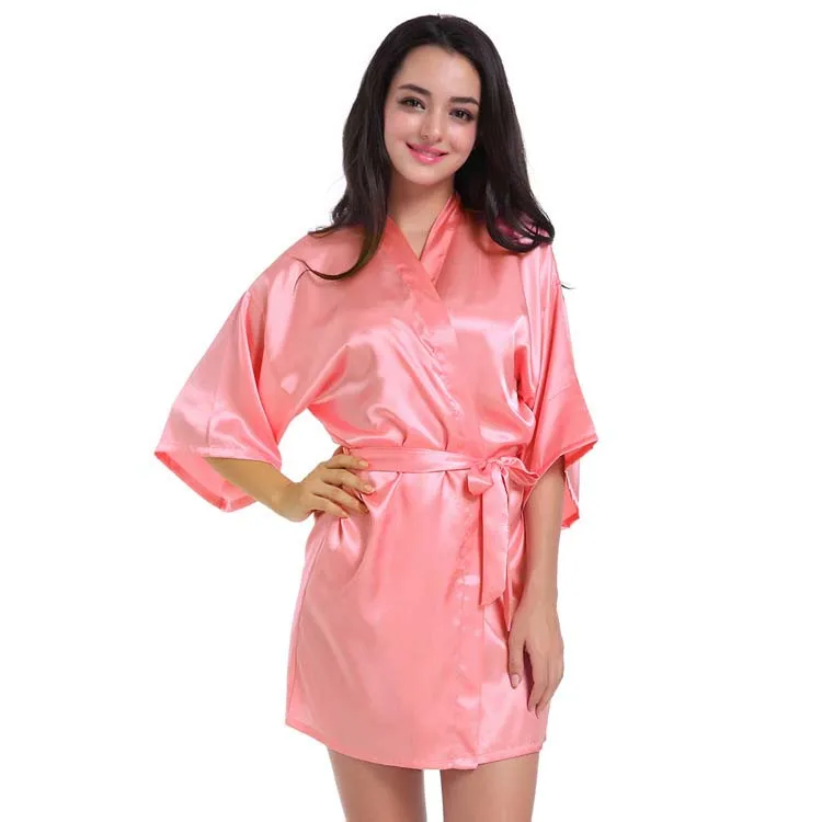 Plus Size 3XL Women's Home Wear Solid Sleepwear Cardigan Gown Loose Half Thin Sexy Short Twist Satin Bathrobe Fashion Robe