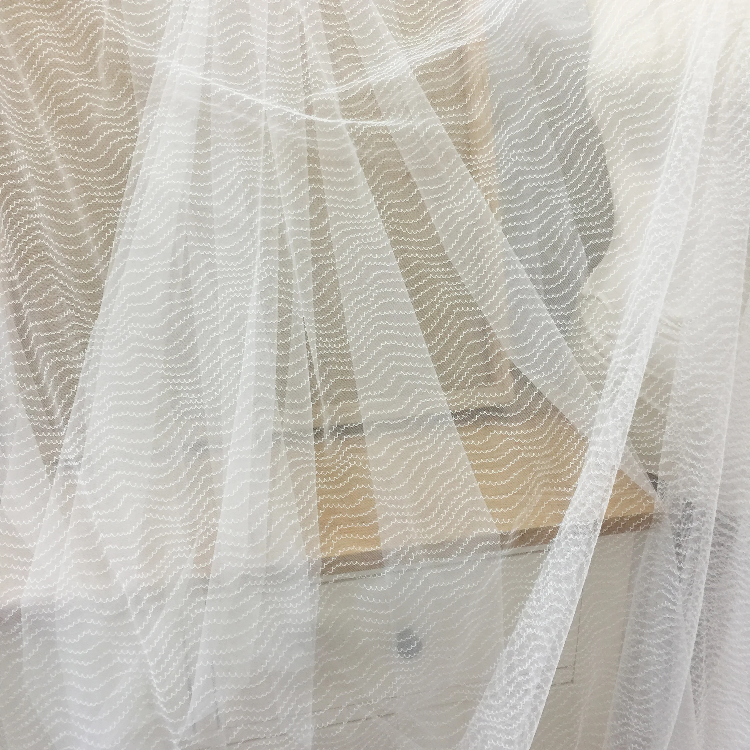 5 ярдов изысканная полосатая мягкая Тюлевая вышитая кружевная ткань для