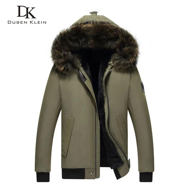 

Men Short Hooded Fur Coat Rex Rabbit Liner Winter Jackets Warm Thick Outerwear 2019 New Black/Green 8XL Big Size