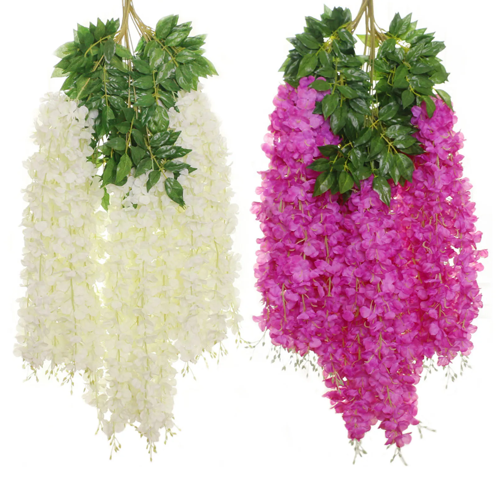 

12PCS Artificial Fake Silk Wisteria Vine Ratta Hanging Flowers Garland for Home Party Wedding Decor Behogar