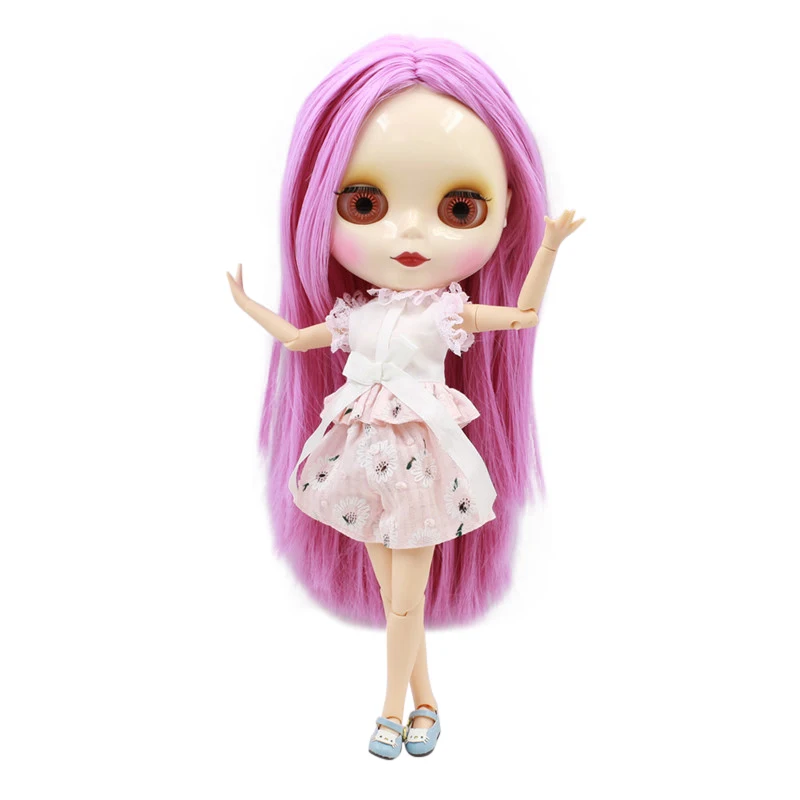 Ледяной DBS Blyth кукольные 1/6 bjd светильник фиолетовые волосы без челки из белой кожи