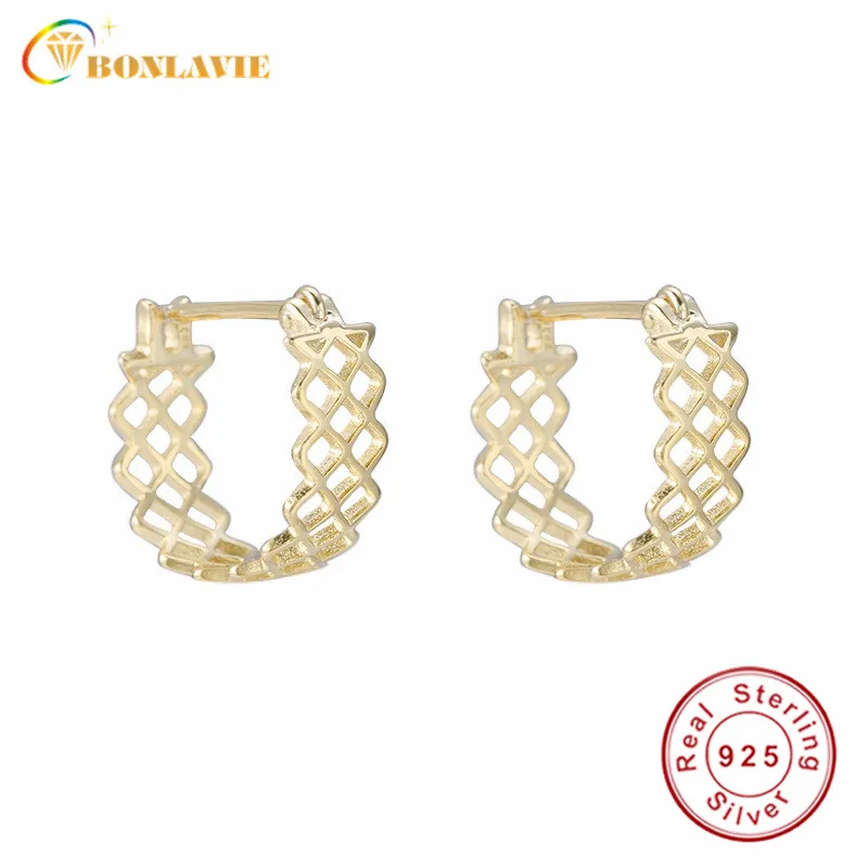 

BONLAVIE 925 пробы серебряные кружевные клипсы для ушей простые элегантные маленькие неосновные дизайнерские серьги для ушей женские серьги-гво...