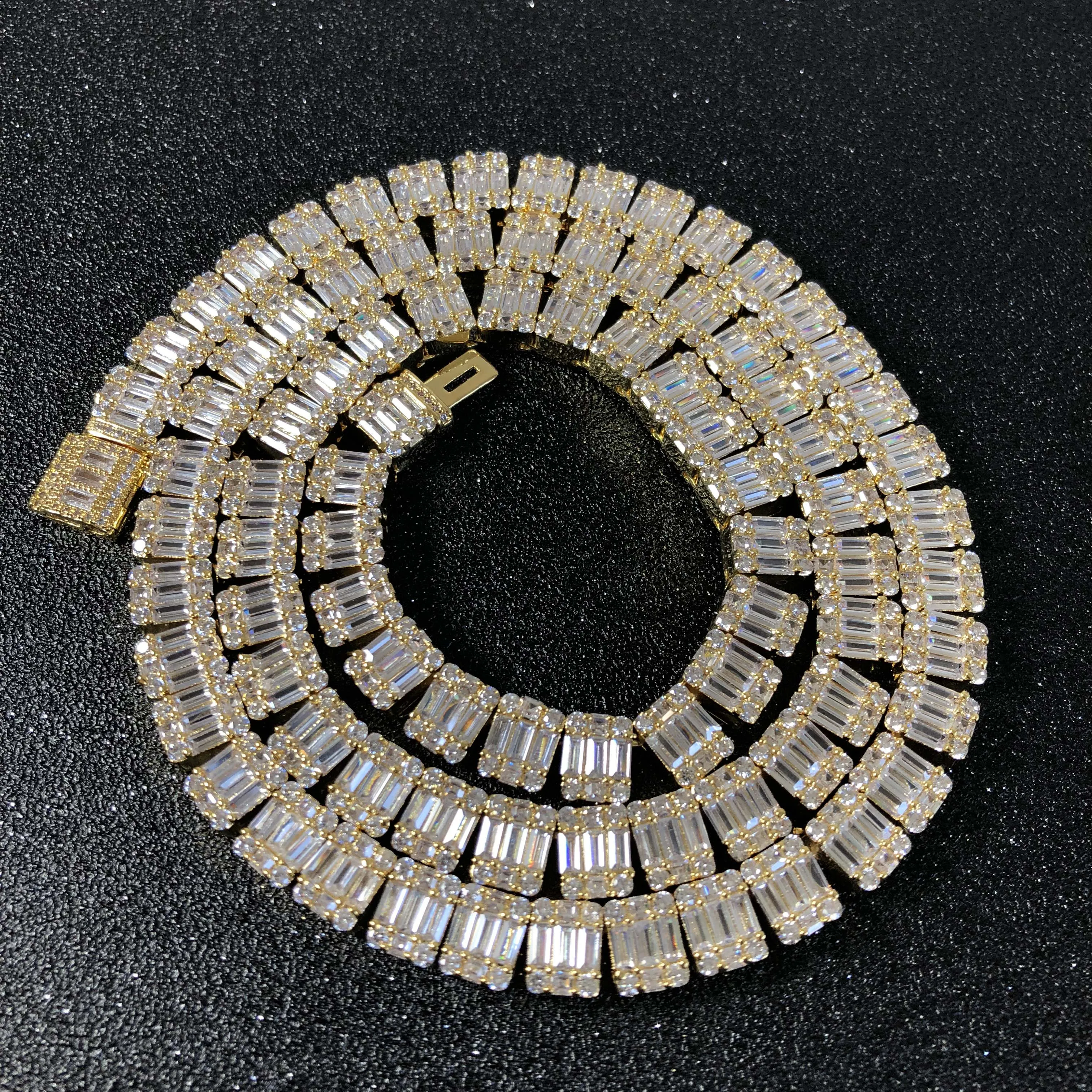 Мужское сверкающее ожерелье для тенниса со льдом и багетом цепочка с кубическим