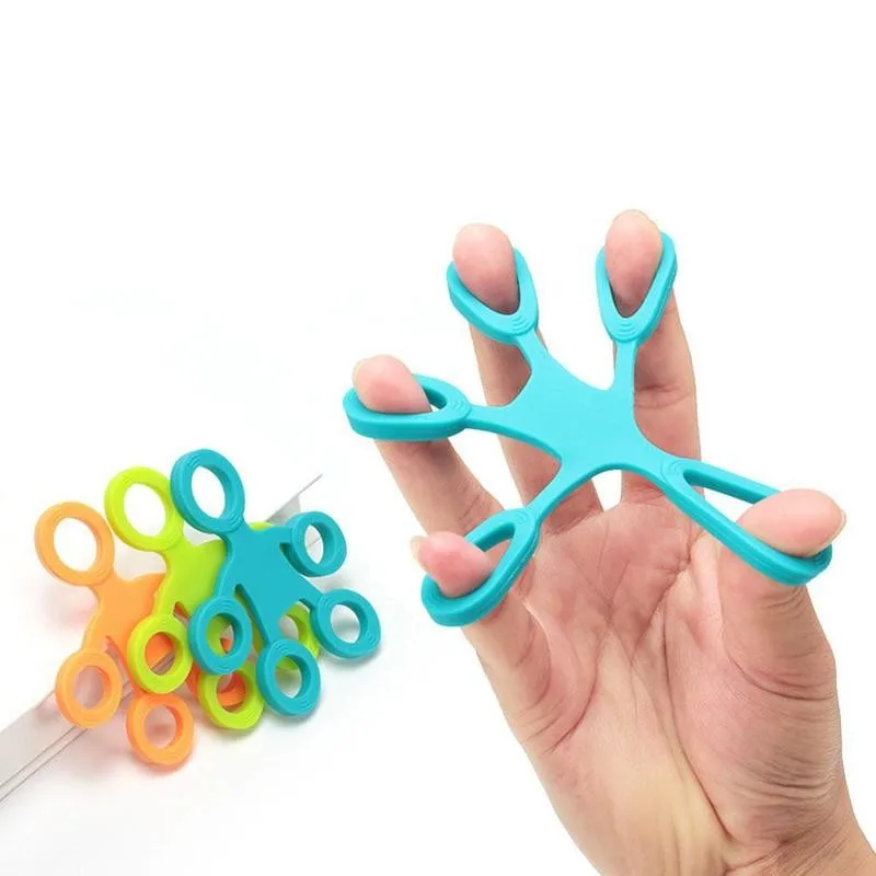 Juguetes antiestr&eacute;s de Gel de s&iacute;lice para ni&ntilde;os, anillo de mano, dedo de adulto, banda de entrenamiento de fuerza-0