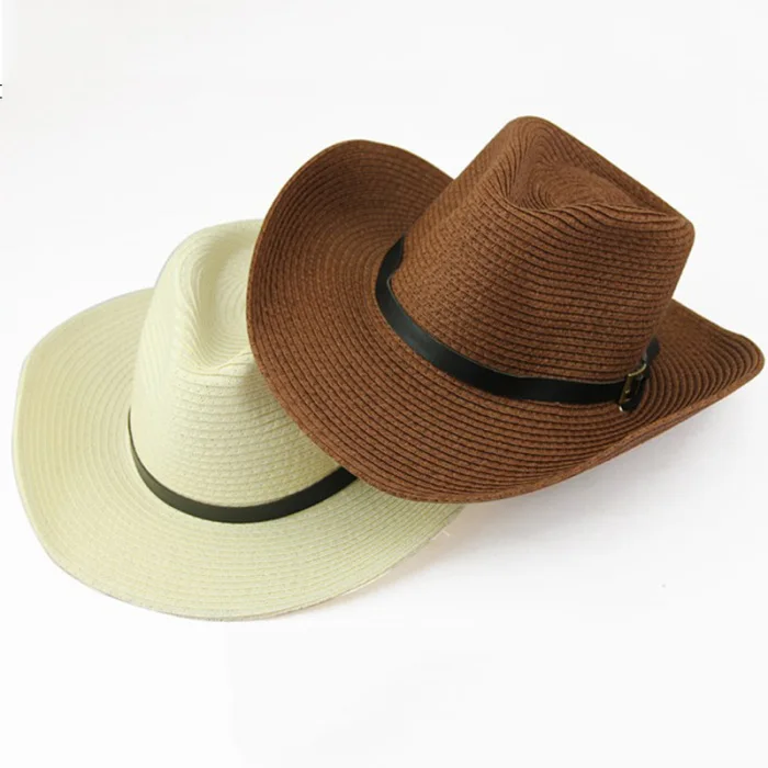 Мужская соломенная ковбойская шляпа, шляпа от солнца, складывающаяся в западном стиле с широкими изогнутыми полями, с регулируемым ремешком для подбородка, шляпа для лета на открытом воздухе-MX8