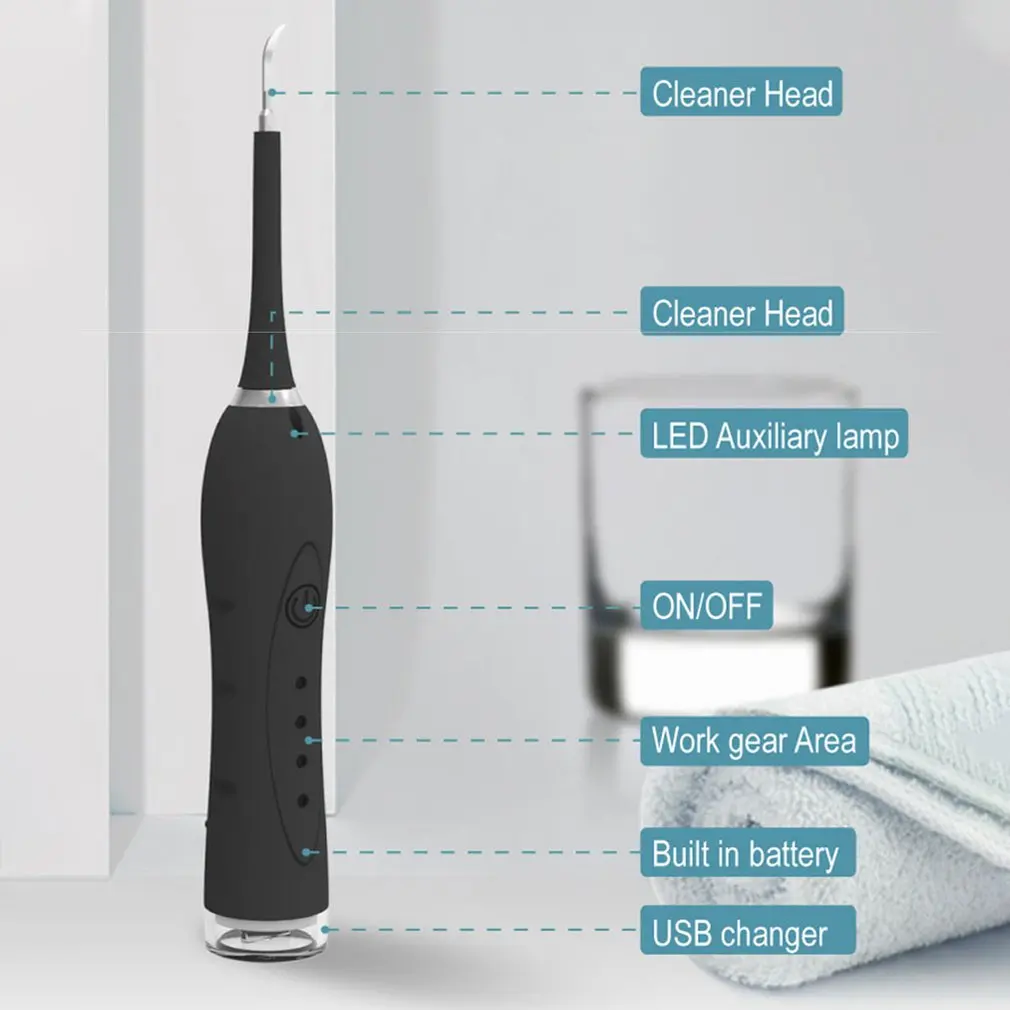 

Electric Calculus Remover Teeth Whitening Cleaning Tartar Scraper Tooth Polisher Stain Eraser High Frequency Vibration