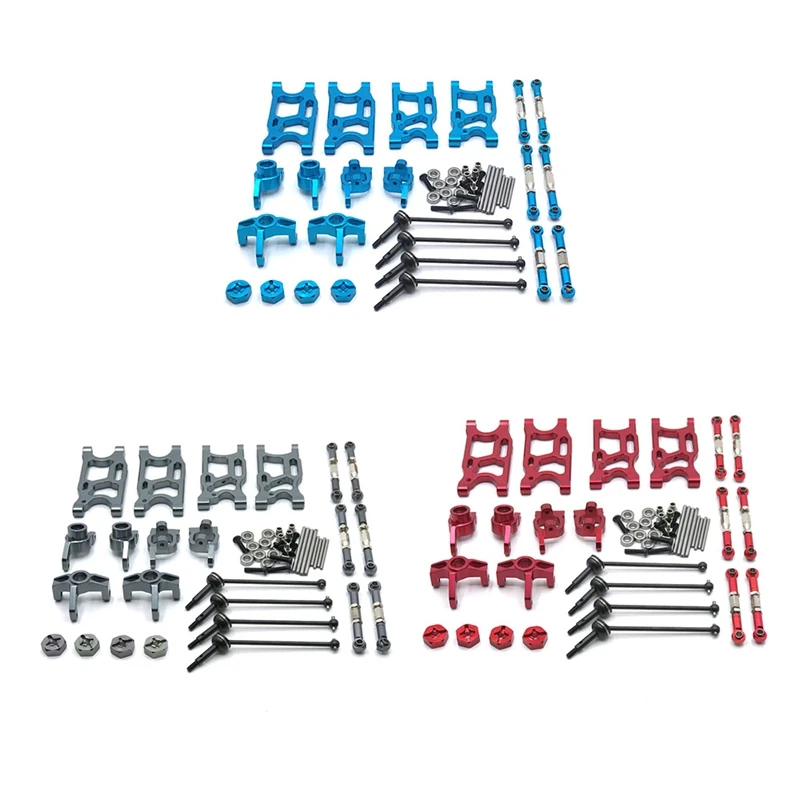 

Metal Upgrade Parts Kit Suspension Arms Steering Knuckle Drive Shaft for Wltoys 144001 124019 LC 1/14 RC Car
