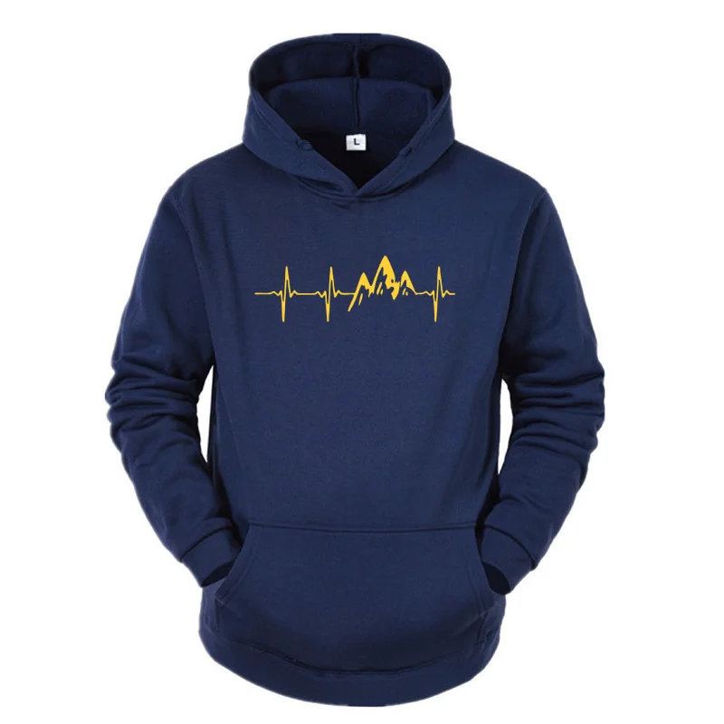 

2020 Spring Autumn Trend Sweatshirt Top Mountain Heartbeat Printed Men Hip Hop Streetwear Man Jackets Harajuku Hooded Hoodies