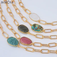 borosa white crystal necklace gold metal necklaces for women natural stone turquoises amazonite gold link chain necklace hd0352