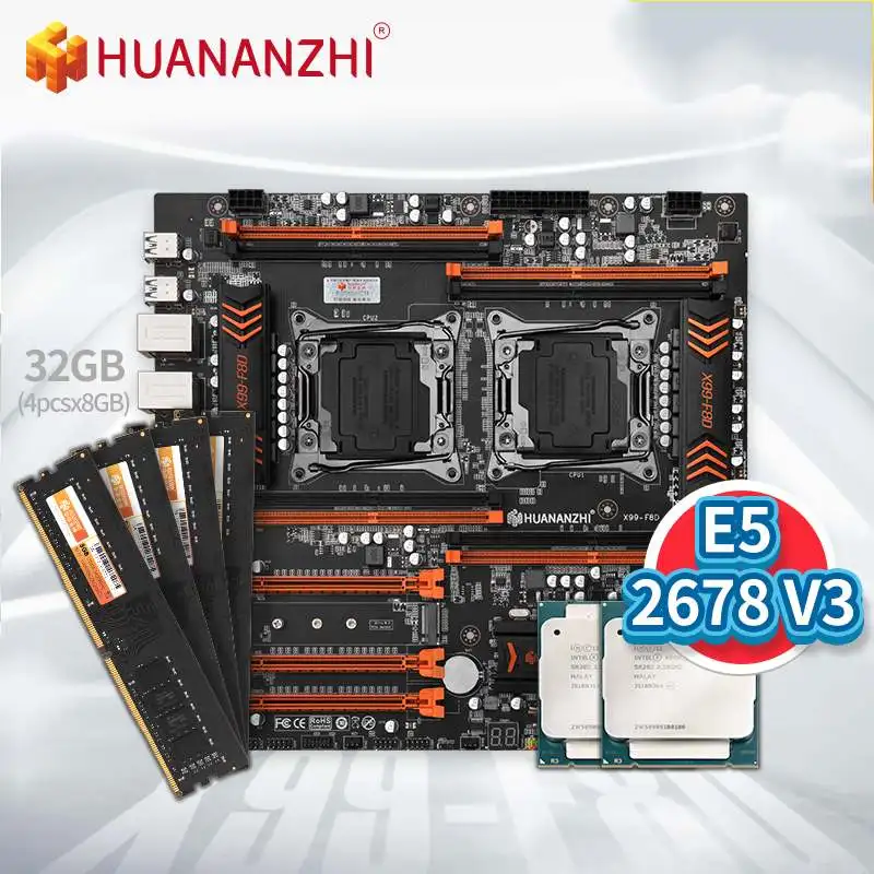 

Материнская плата HUANANZHI X99 F8D с XEON E5 2678 V3 * 2 с 4*8 ГБ DDR4