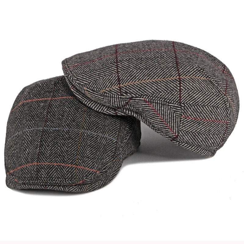 

Tweed Plaid Beret Cap for Men's Casual Newsboy Caps Men France Flat Cap Fashion Peaked Cap Ivy Gatsby Hat Classic Beret Hat