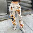 Брюки-карго женские на шнуровке, с мультяшным принтом