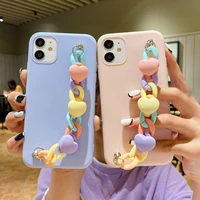 for iphone 11 12 pro max cases candy color chain wrist bracelet phone case for iphone xr xs max 7 8 plus x soft back cover