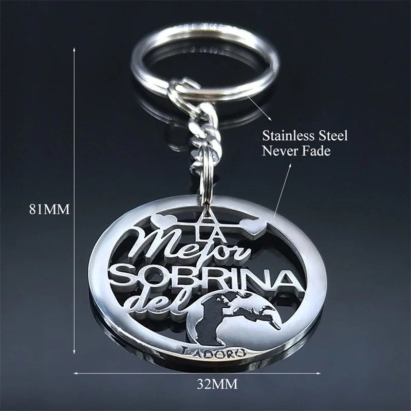 Женский круглый брелок из нержавеющей стали в виде племянницы K3688S01 - купить по