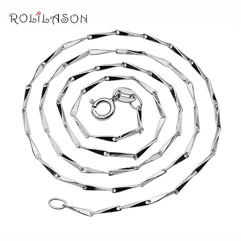 Roilason Новый слиток цепи ожерелья Оптом из чистого серебра 925 пробы 45 см 2017