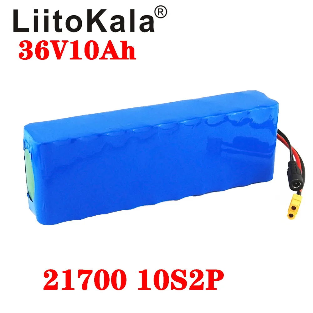 

Аккумуляторная батарея LiitoKala, 36 В, 10 Ач, 21700, 5000 мАч, 10S2P, 500 Вт, аккумулятор высокой мощности для электровелосипеда BMS XT60