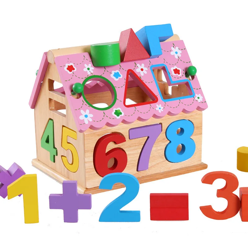 Деревянная цифровая геометрическая форма подходящий домик мудрости детские
