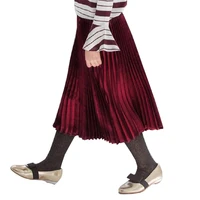 black red velvet pleated skirt for kids spring summer clothes school grey pink long maxi petticoat girls tutu dress 3t 12 year