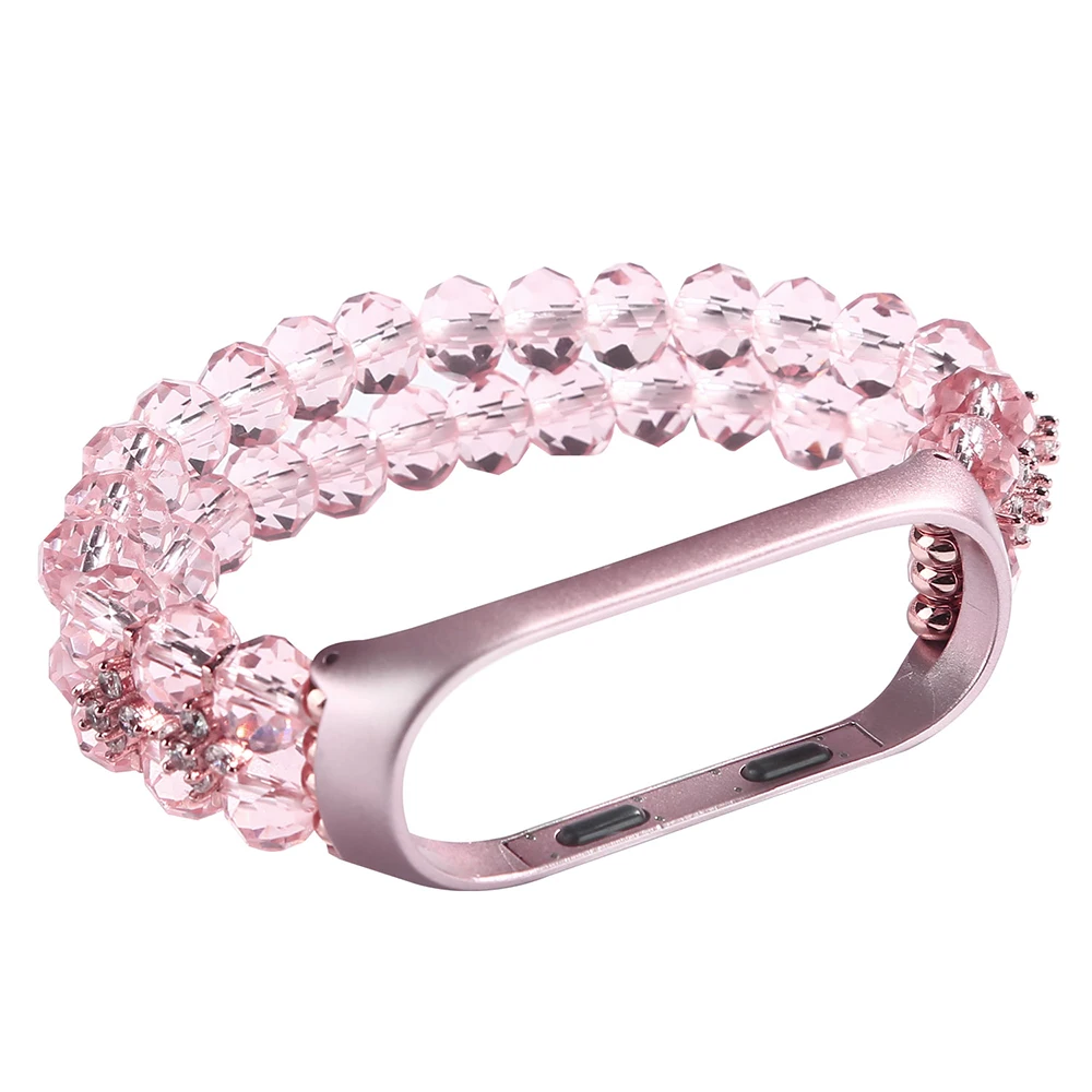 Luxury Mi Band 6 7 Strap Jewelry Bracelet for Xiaomi Mi Band 3 4 5 6 7 Dressy Bands Replacement Crystal Women Girl Pulsera Pink