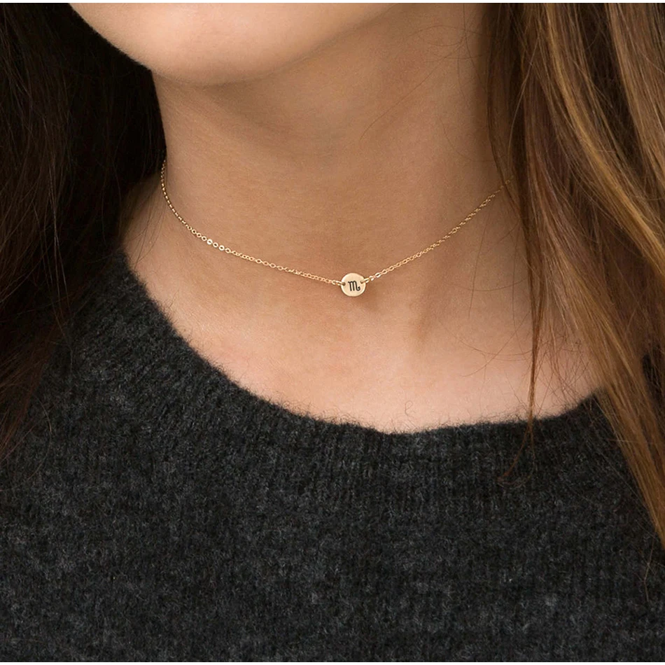 

Visunion Minimalist Design Necklace 316L Stainless Steel Rose Gold Silver Color Custom Constellation Necklace Jewelry Gift