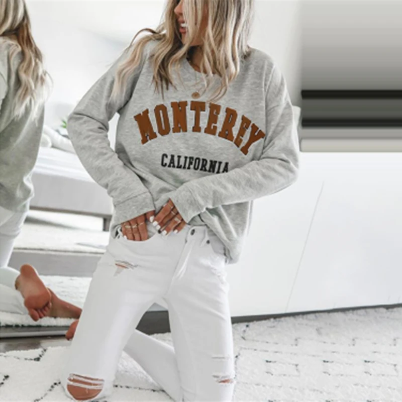 

Letter Print Hooded Sweatshirt Multicolor Women's Fashion Plus Size New Pattern Printed Sweatshirt Loose Casual Big Pocket Top