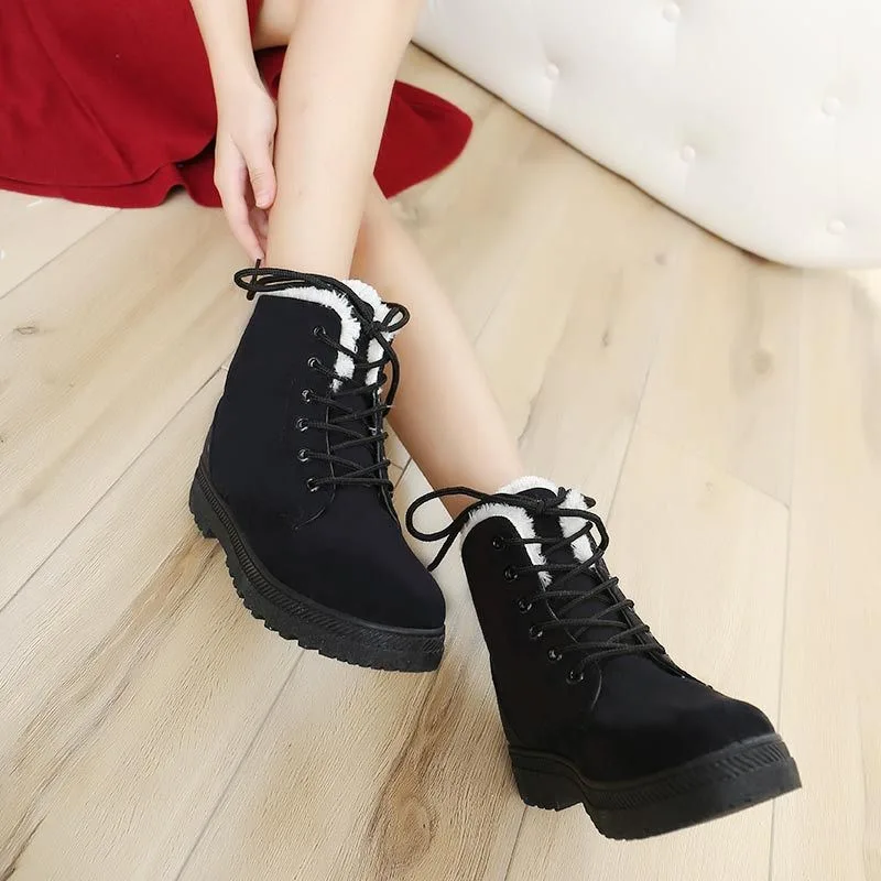 Fujin/зимние сапоги Женские теплые ботильоны из хлопка и плюша Женская обувь на