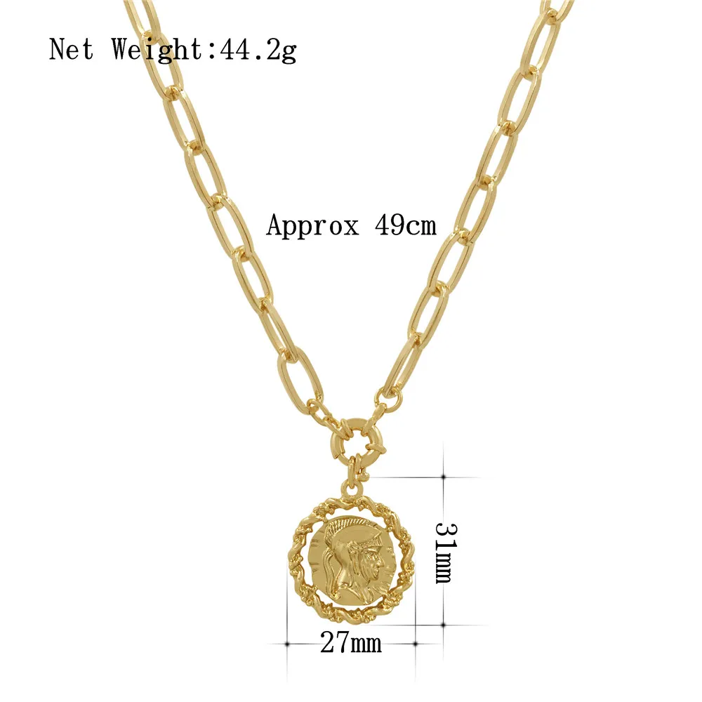 

Bohemia Gold Color Plating Coin Engraved Pendant Openable O Clasp Chain Necklace For Women Girl Elegant Gorgeous Casual Jewelry