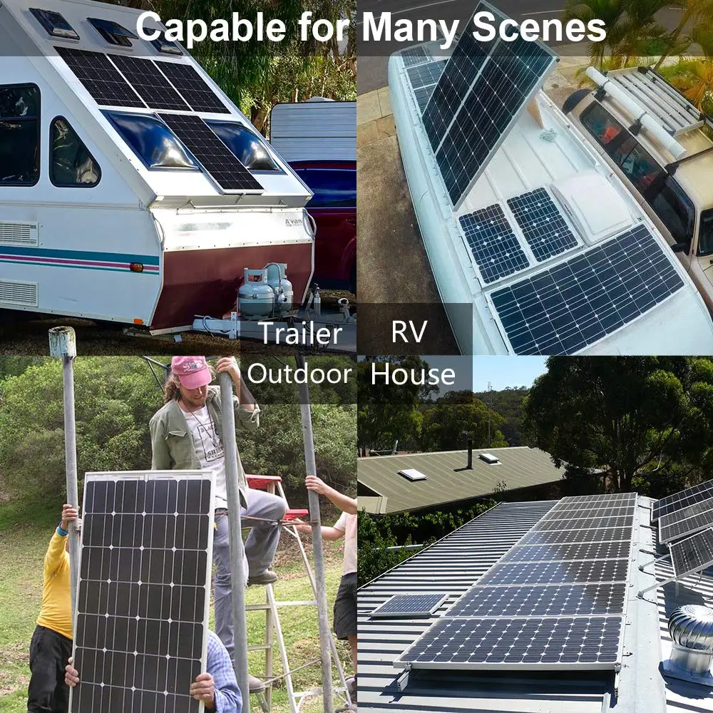 ECO WORTHY 12V 100W Monocrystalline Solar Panel + 20A LCD Charge Controller a Pair of 16ft Cables Z Bracket for RV|polycrystalline solar