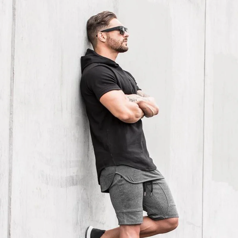 Футболка мужская тонкая спортивная облегающая дышащая хлопковая с коротким