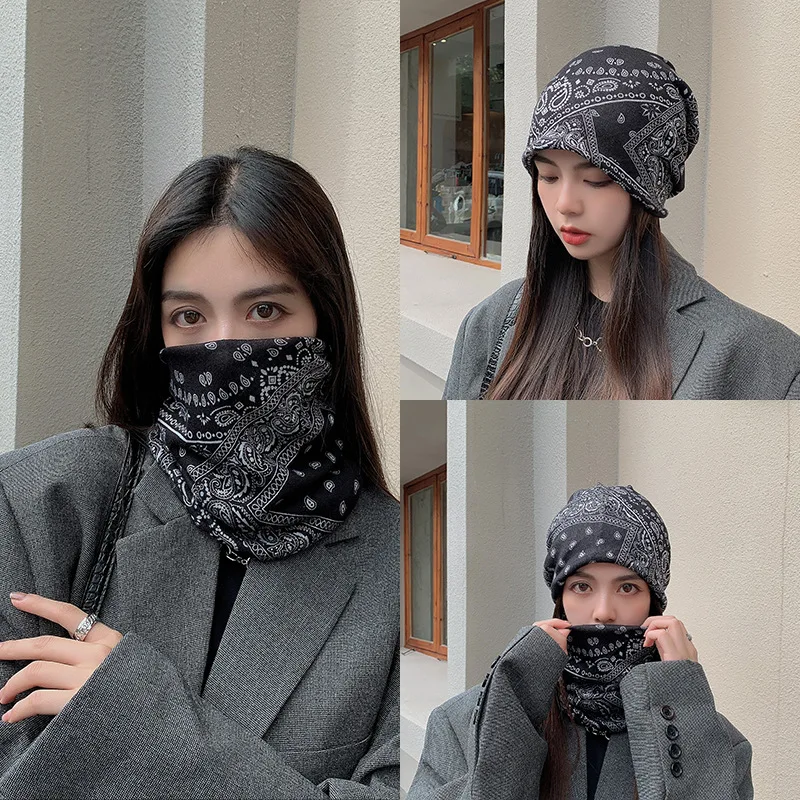 

Fashion Women Winter Skullies Beanies Baggy Cap Knitted Beanies Caps Neckercheif Neck Warmer